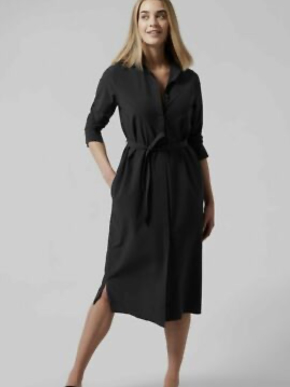 Athleta Urbanite long sleeve shirt midi dress ladies size Small Petite NWT